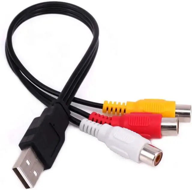 Alt view image 6 of 6 - USB 2.0 Male to 3RCA Female AV Composite Audio Video Capture Cable, USB to RCA Capture Adapter Cord for PC MAC HDD DVR, 1 Pack