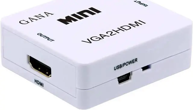 Alt view image 3 of 7 - White Mini VGA to HDMI 1080P Converter Adapter with Audio Port, VGA2HDMI Audio Video Connector for PC Laptop DVD Mac HDTV Projector