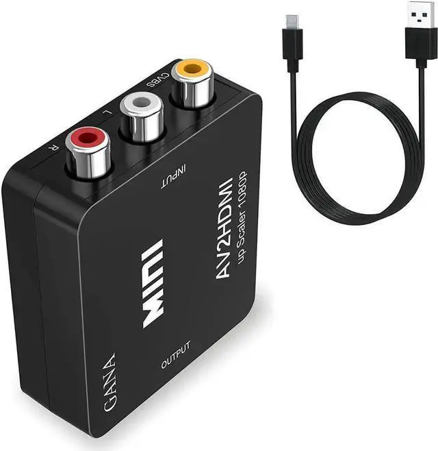 Alt view image 4 of 6 - Black Mini 1080P RCA CVBS AV to HDMI Converter, Analog Composite to Digital Audio Video Adapter Compatible Xbox PS3 PS4 STB VHS VCR Camera DVD Game Console