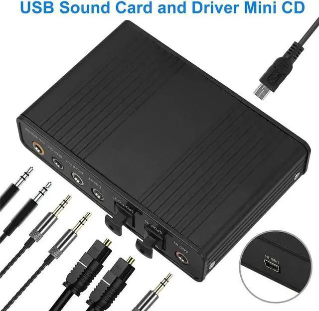 Alt view image 4 of 7 - USB 2.0 External 5.1 Surround Sound Card Adapter, 6 Channel Optical S/PDIF Audio External Sound Card