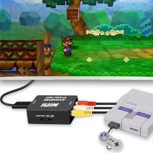 Alt view image 7 of 7 - 1080P RCA CVBS AV to HDMI Converter with USB Power Cable, Analog Composite Audio Video Adapter Supports PAL/NTSC, Compatible N64 Wii PS2 Xbox VHS VCR Camera DVD