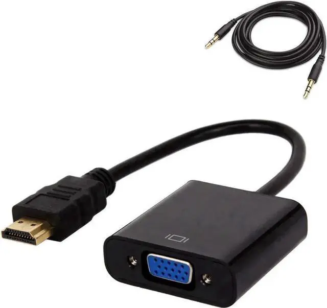 Main image of Black Active HDMI Male to VGA Female Converter Adapter with 3.5mm Audio Jack, 1080P HDMI to VGA Adapter for Laptop PC DVD HDTV Projector Chromebook Xbox