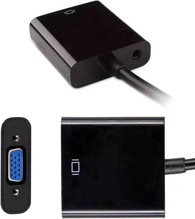 Alt view image 2 of 7 - Black Active HDMI Male to VGA Female Converter Adapter with 3.5mm Audio Jack, 1080P HDMI to VGA Adapter for Laptop PC DVD HDTV Projector Chromebook Xbox