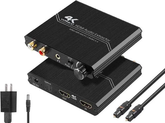 Main image of 4K@60Hz HDMI 2.0b Audio Extractor with Volume Control Knob, HDMI to HDMI + Optical SPDIF Toslink + 3.5mm Stereo Audio Splitter Converter for PS5 PS4 PS3 Blu-ray Player