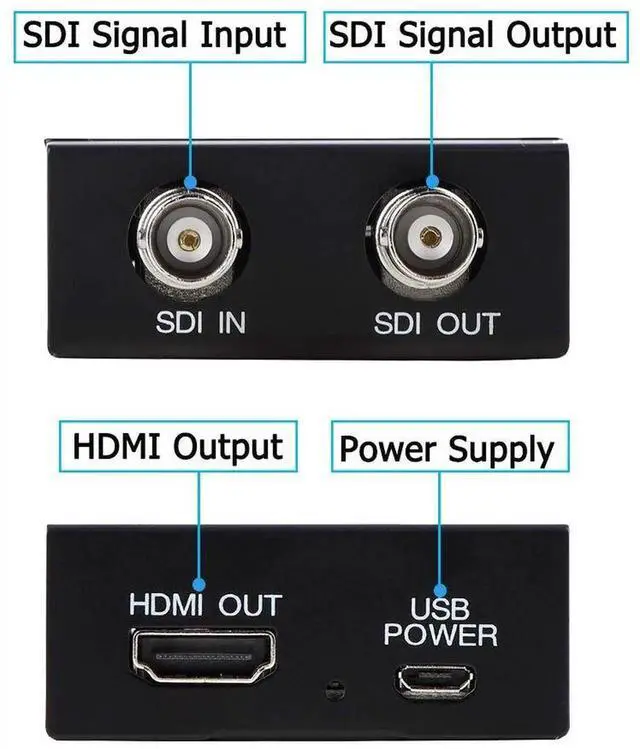 Alt view image 2 of 7 - Black SDI to HDMI Converter with SDI Loopout & Audio De-embedding, Support 3G-SDI HD-SDI SD-SDI Auto Signal Detection, Stereo Audio Extractor