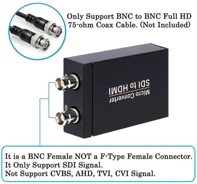 Alt view image 3 of 7 - Black SDI to HDMI Converter with SDI Loop Through & Audio De-embedder, Auto Detect 3G-SDI/HD-SDI/SD-SDI, Extract Stereo Audio