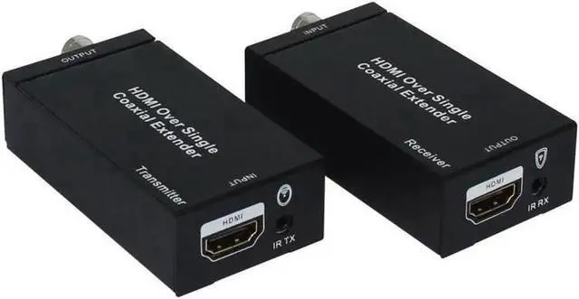 Alt view image 6 of 6 - 1080P HDMI Over Single Coaxial Extender Transmitter Receiver Kit, IR Remote Control Support, Max 100m Transmission Distance via Coax Cable