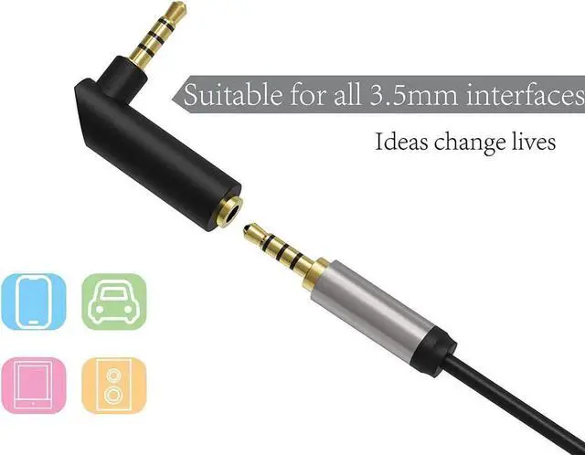 Alt view image 4 of 4 - 2 Pack 90 Degree Right Angle 3.5mm TRRS Audio Adapter, 1/8 Inch Male to Female Elbow Headphone Jack Connector for Smartphone Laptop Xbox Controller Roku Remote