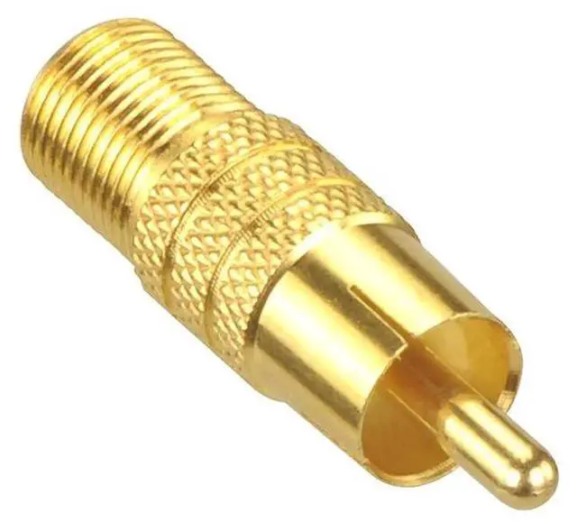 Alt view image 6 of 6 - 2 Pack Gold Plated F Female to RCA Male Coaxial Audio Adapter, F-Type to RCA Connector Plug for Coax Signal Conversion