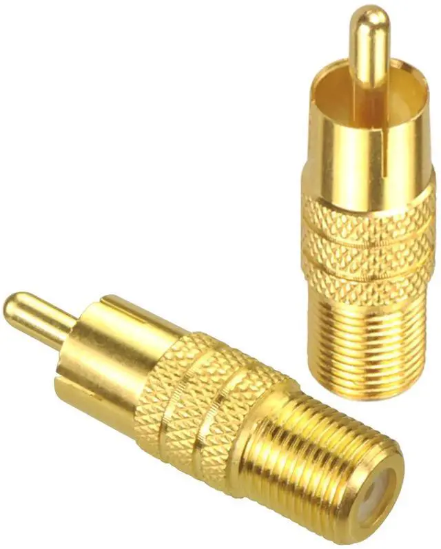 Alt view image 5 of 6 - 2 Pack Gold Plated F Female to RCA Male Coaxial Audio Adapter, F-Type to RCA Connector Plug for Coax Signal Conversion