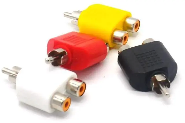 Alt view image 2 of 3 - 4 Pack RCA Y Splitter Adapter, 2 Female to 1 Male AV Audio Video RCA Connector for TV Cable Signal Conversion