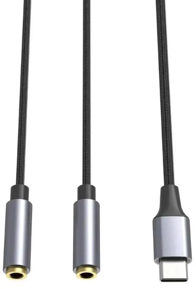 Alt view image 3 of 3 - USB C to Dual 3.5mm Audio Splitter Adapter, Type-C Male to Two 3.5mm Female Y Aux Extender for Sharing Music on Phones & Tablets
