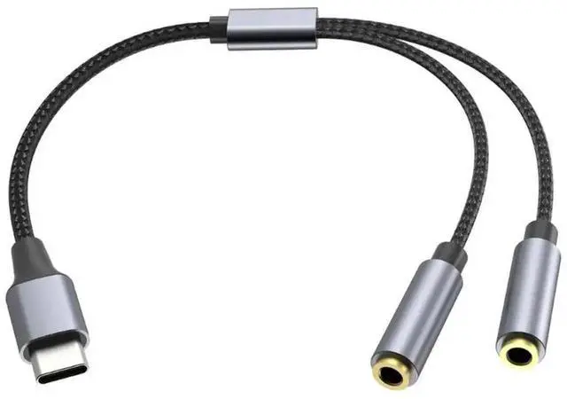 Alt view image 2 of 3 - USB C to Dual 3.5mm Audio Splitter Adapter, Type-C Male to Two 3.5mm Female Y Aux Extender for Sharing Music on Phones & Tablets
