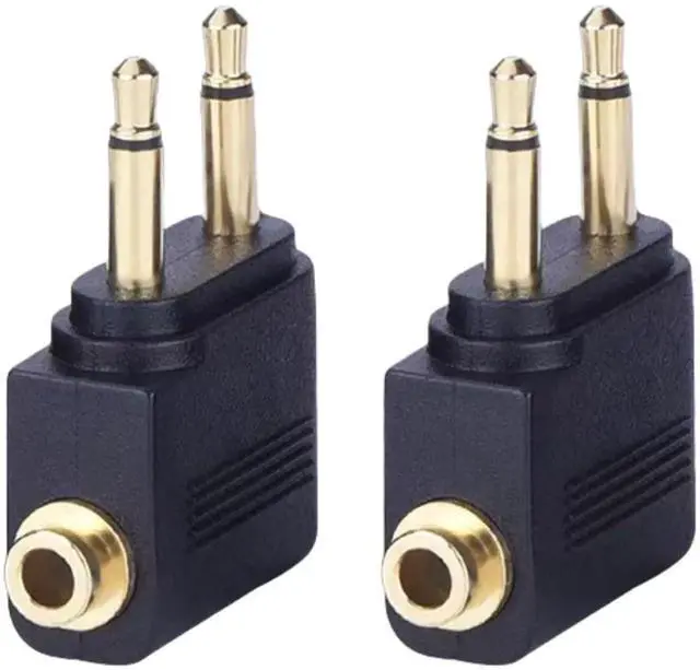 Alt view image 3 of 3 - 2 Pack Airplane Headphone Adapter, Gold-Plated Dual 3.5mm Male to Single 3.5mm Female Flight Audio Converter for Airline In-Flight Entertainment