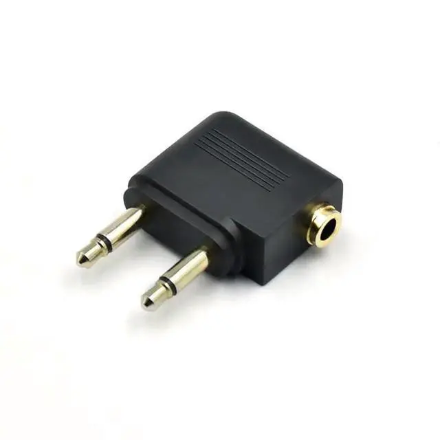 Alt view image 2 of 3 - 2 Pack Airplane Headphone Adapter, Gold-Plated Dual 3.5mm Male to Single 3.5mm Female Flight Audio Converter for Airline In-Flight Entertainment
