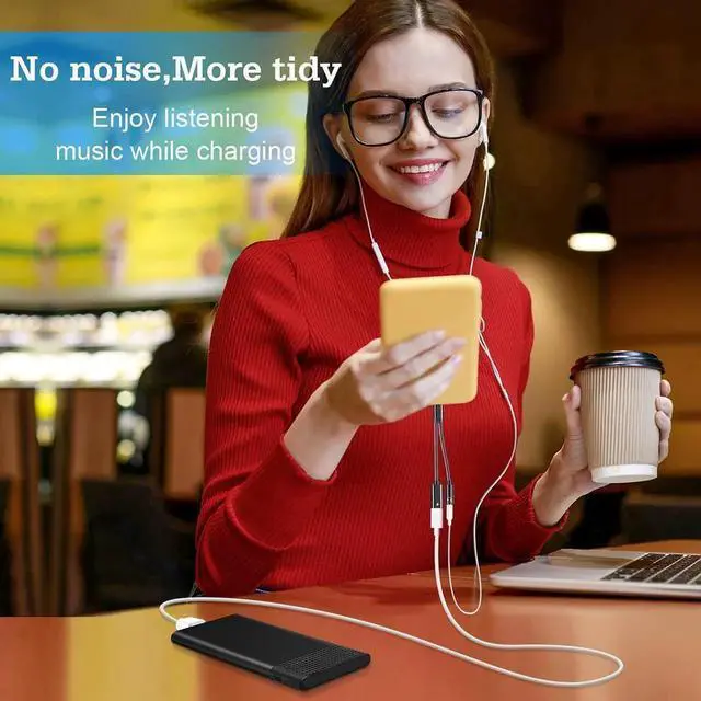Alt view image 3 of 7 - USB C to 3.5mm Headphone Audio Adapter, 2-in-1 Type C AUX Dongle with 60W PD Fast Charging for Samsung Galaxy Pixel Series Phones