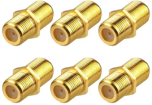 Main image of 6 Pack Gold-Plated F-Type Female to Female Coax Couplers, RG6 RG59 Coaxial Cable Extension Connectors for TV Antenna Satellite Cable