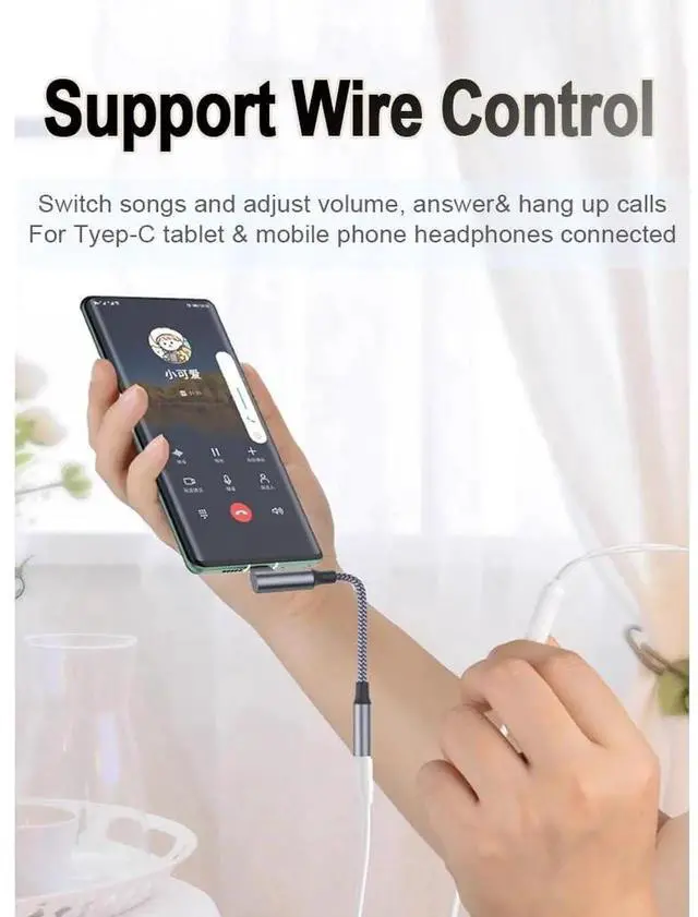 Alt view image 6 of 7 - 90 Degree Braided USB C to 3.5mm Headphone Jack Adapter, Right Angle Type C AUX Audio Dongle for iPhone 15/16 Pro Samsung S23 Ultra Note20 iPad Pro