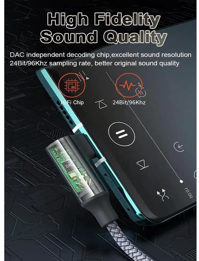 Alt view image 4 of 7 - 90 Degree Braided USB C to 3.5mm Headphone Jack Adapter, Right Angle Type C AUX Audio Dongle for iPhone 15/16 Pro Samsung S23 Ultra Note20 iPad Pro