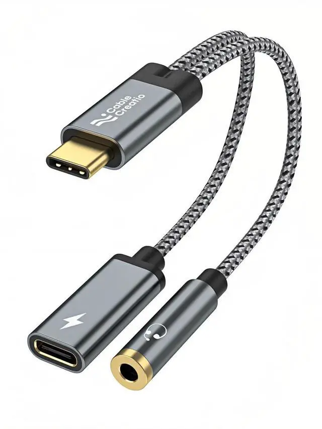 Main image of 2-in-1 USB C Audio Charging Adapter, Type C to 3.5mm Aux Headphone Jack with Max 100W PD Fast Charge for iPhone 15/16, Samsung S24/S23/S22 Ultra, iPad Pro Air, Pixel 9/8 Plus