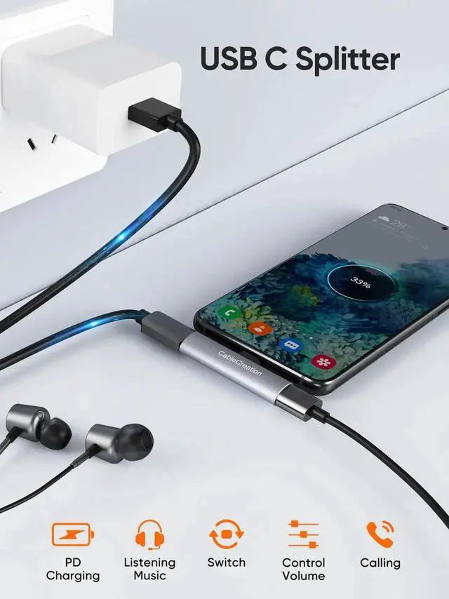 Alt view image 6 of 7 - 2-in-1 USB C Splitter Audio PD Charging Adapter, Type C to 3.5mm Aux Headphone Jack Fast Charge Dongle for iPhone 15/16, MacBook, iPad Pro, Samsung S9-S24 Ultra, Pixel 6/7/8/9 Plus