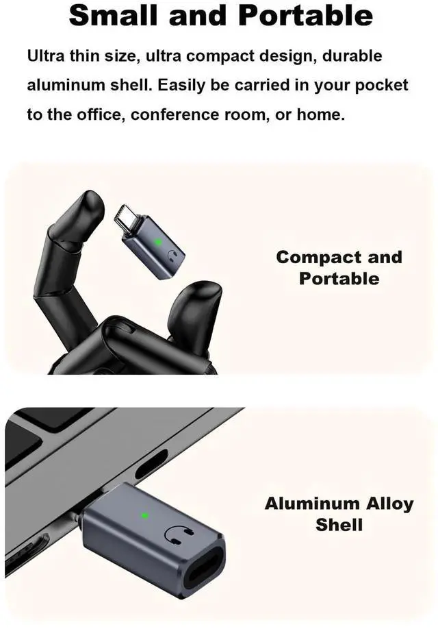 Alt view image 6 of 6 - USB C to 3.5mm Headphone Jack Adapter, Type C Audio Converter Compatible with iPhone 15/16 Series, iPad Air, Grey, No Charging/Data/Lavalier Mic Support