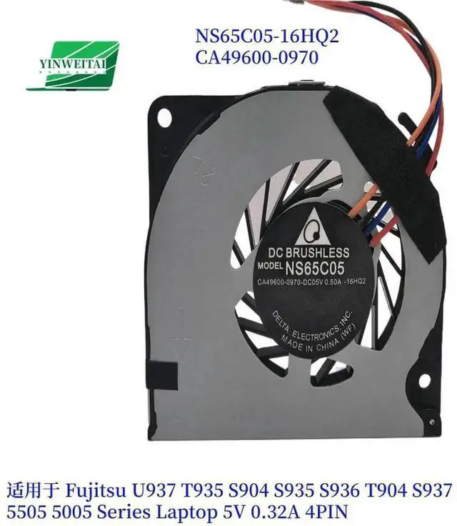 Main image of NS65C05-16H02 CPU Cooling Fan CA49600-0970 for Fujitsu LifeBook U938 U937 T935 S904 S935 S936 T904 S937 MU937