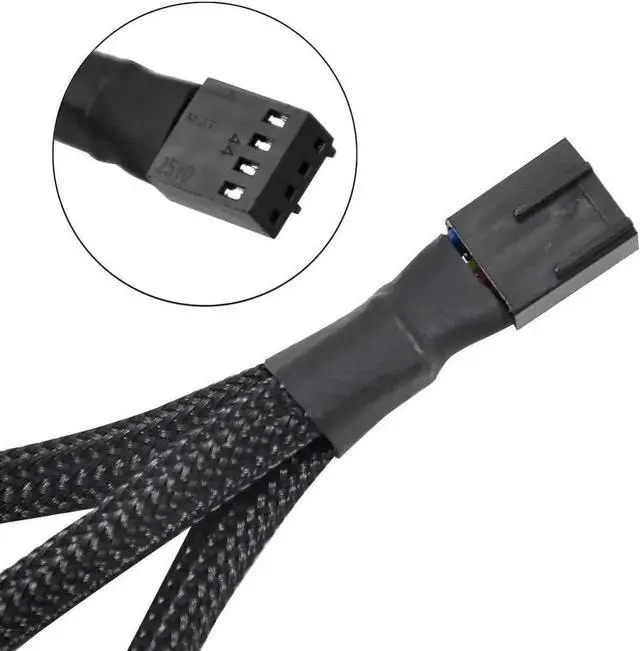 Alt view image 2 of 4 - 3 Pack 4 Pin PWM Fan Splitter Cable 1 to 3, Black Braided Sleeved CPU Fan Y Splitter Adapter, PC Case Fan Extension Power Cord
