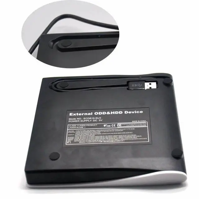 Alt view image 5 of 6 - White Slim External CD DVD Drive USB3.0 DVD-RW Burner Rewriter Compatible with Windows 7/8/10 Mac Laptop Notebook Desktop PC