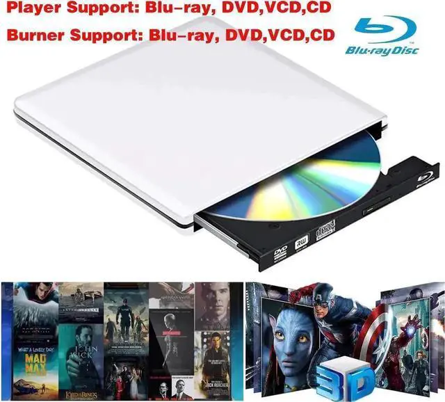 Alt view image 7 of 7 - Aluminum External Blu-Ray Burner Player Drive ,USB 3.0&Type-C Portable CD DVD +/-RW Drive DVD/CD ROM Rewriter Burner Writer Compatible with Laptop Desktop PC Windows Mac Pro MacBook Silver