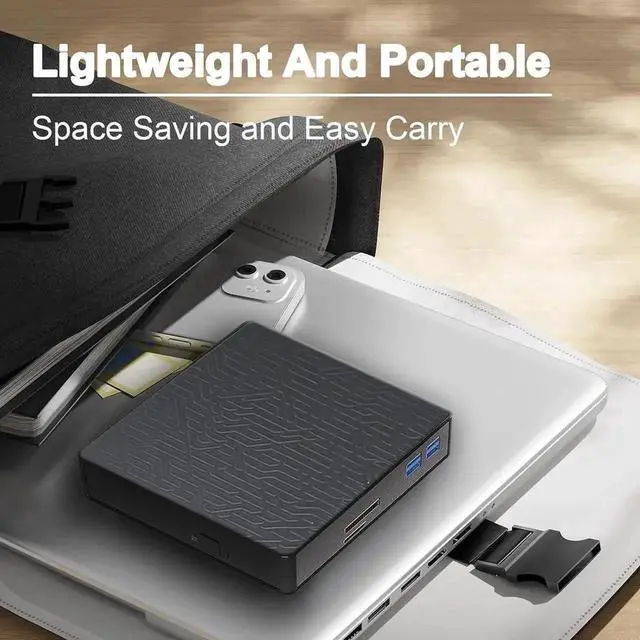 Alt view image 5 of 7 - 5 in 1 Slim Multifunctional 3D External Blu Ray Burner USB3.0 Type-C Optical Drive with SD TF Card Reader & 2 USB Hubs Compatible with Windows XP/7/8/10/11 Mac OS Laptop Desktop PC
