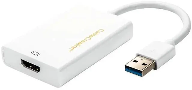 Main image of USB 3.0 to HDMI Adapter with Built-in DisplayLink Chip, External USB Graphics Video Converter, 1080P Full HD Multi-Monitor Extender, White, Compatible with Windows 7/8/8.1/10 & MacOS