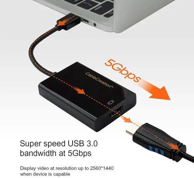 Alt view image 4 of 7 - USB 3.0 to HDMI Adapter Built-in DisplayLink Chip, External USB Graphics Video Converter, Black Multi-Monitor Display Extender Compatible with Windows 11/10 & macOS