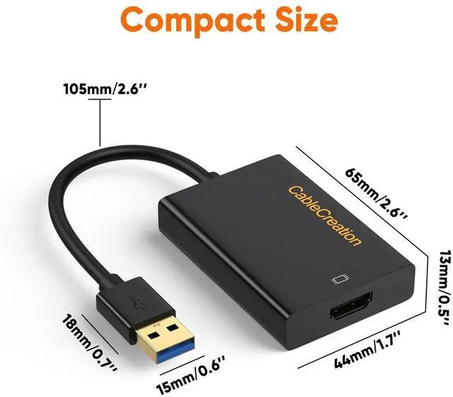 Alt view image 5 of 7 - USB 3.0 to HDMI Adapter Built-in DisplayLink Chip, External USB Graphics Video Converter, Black Multi-Monitor Display Extender Compatible with Windows 11/10 & macOS