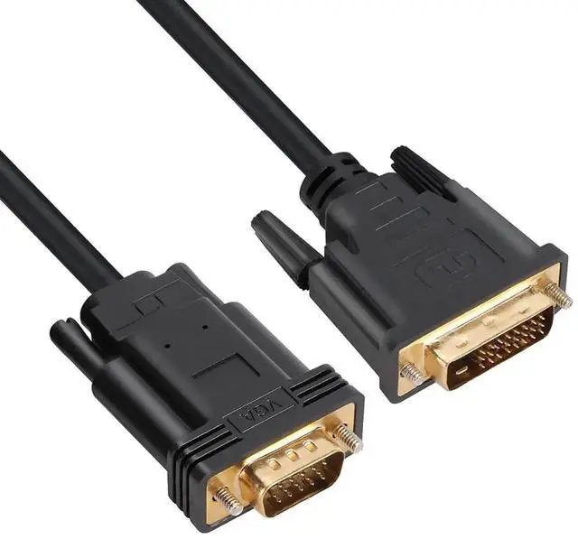 Main image of 6FT DVI-D 24+1 Male to VGA Male Video Cable, Gold-Plated DVI to VGA Converter Cord for PC, Desktop, Graphics Card, Laptop, Monitor & HDTV