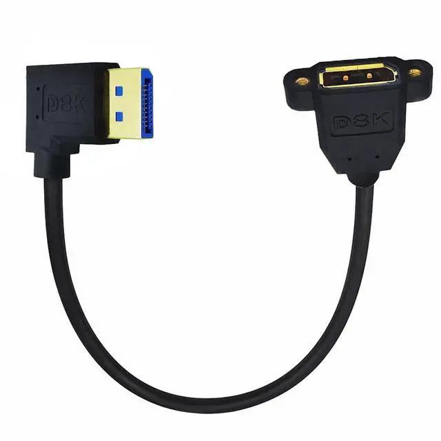 Main image of 90 Degree Right Angled DP Male to Female Extension Cable, 8K High Bandwidth DisplayPort Extender Cord for Gaming GPU, Monitor, Desktop PC