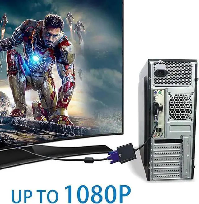Alt view image 4 of 7 - Active DVI-D 24+1 Male to VGA Female Adapter, 1080P Full HD Digital to Analog Signal Converter for PC, Laptop, GPU, Projector, DVD Player & HDTV