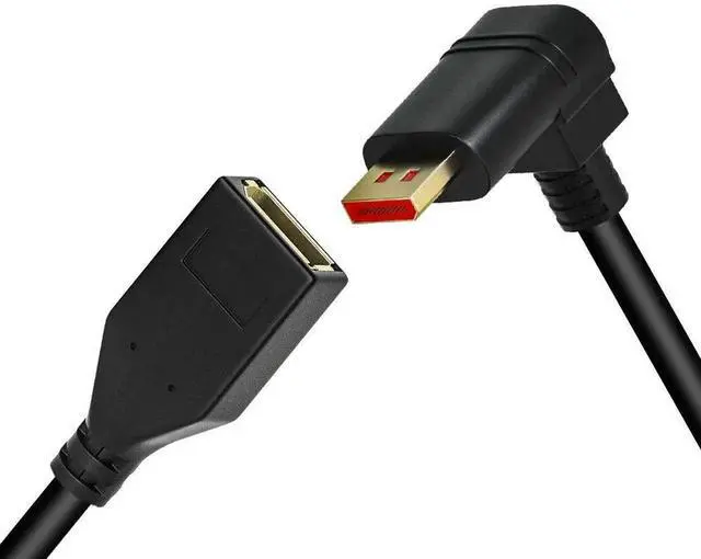 Alt view image 7 of 7 - 0.3M/1FT Right Angle DP 1.4 Male to Female Extension Cable, 90 Degree Angled DisplayPort Extender Cord Supports 8K@60Hz & 4K@144Hz