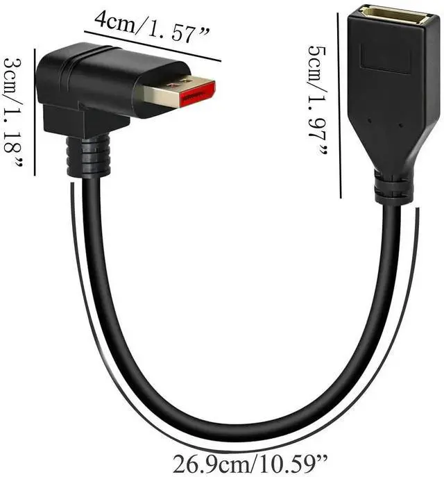 Alt view image 2 of 7 - 0.3M/1FT Right Angle DP 1.4 Male to Female Extension Cable, 90 Degree Angled DisplayPort Extender Cord Supports 8K@60Hz & 4K@144Hz