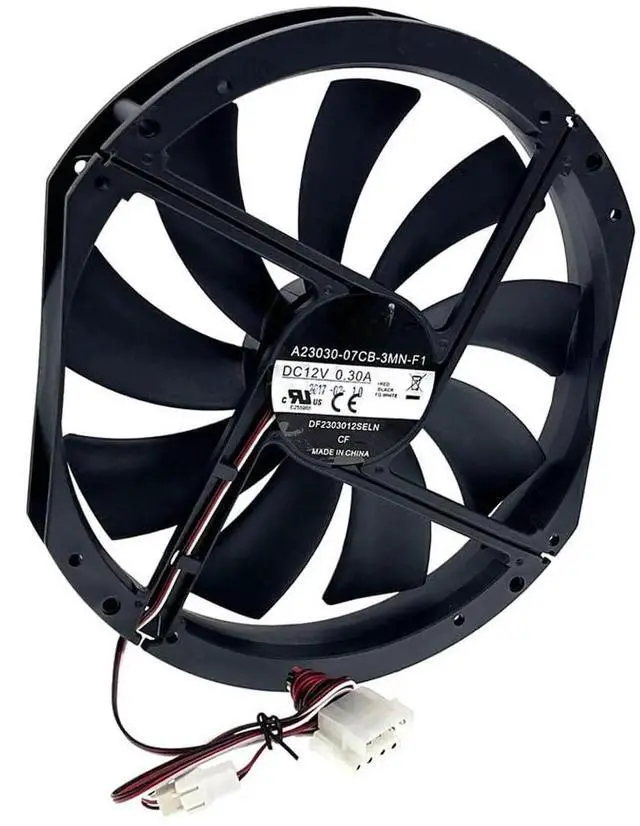 Main image of 230×200×30mm 12V Large Airflow PC Case Fan, Model DF2303012SELN A23030-07CB-3MN-F1 Silent 23cm Cooling Fan