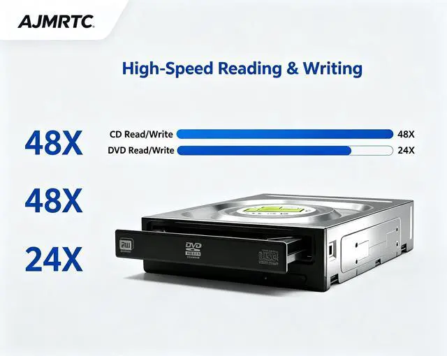 Alt view image 2 of 7 - AJMRTC 3.5 Inch SATA Internal Desktop DVD RW Burner Drive, DVD CD Reader Writer M-DISC Supported, 16X DVD Read 24X DVD Burn, Compatible with Windows XP/Vista/8/10 PC Optical Disc Player