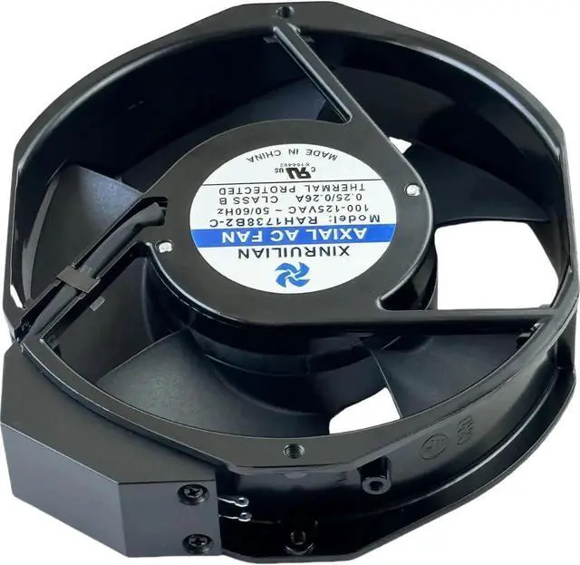 Alt view image 2 of 7 - XINRUILIAN RAH1738B2-C AC Axial Cooling Fan 100-125VAC 0.25/0.26A 50/60Hz 172×150×38mm Industrial Cabinet Fan with 2-Pin BTH Connector