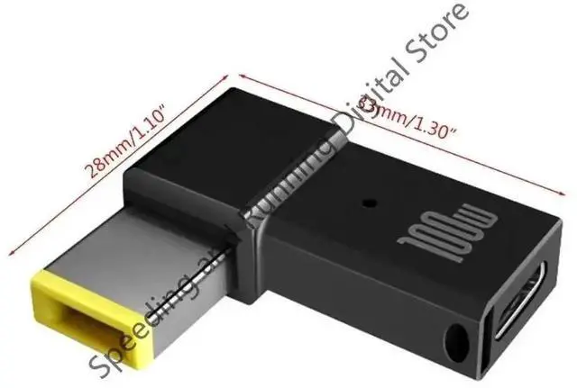Alt view image 2 of 3 - 100W PD USB-C Female to Square DC Tip Converter Cable Fast Charging Adapter Compatible with ThinkPad Laptops