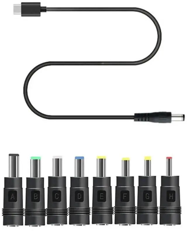 Alt view image 2 of 3 - 8-in-1 USB-C PD to 12V DC Power Cable, Multi Tips 3.5/4.0/4.8/5.5mm Barrel Connector Cord for Router LED CCTV Camera 12V Electronics
