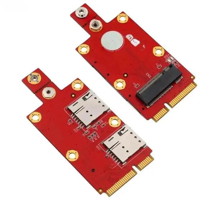 Alt view image 2 of 3 - M.2 Key B to Mini PCI-E Riser Card with Dual Nano SIM Slot, M2 NGFF to Mini PCIE Adapter for 3G 4G 5G WWAN Modem Module PC