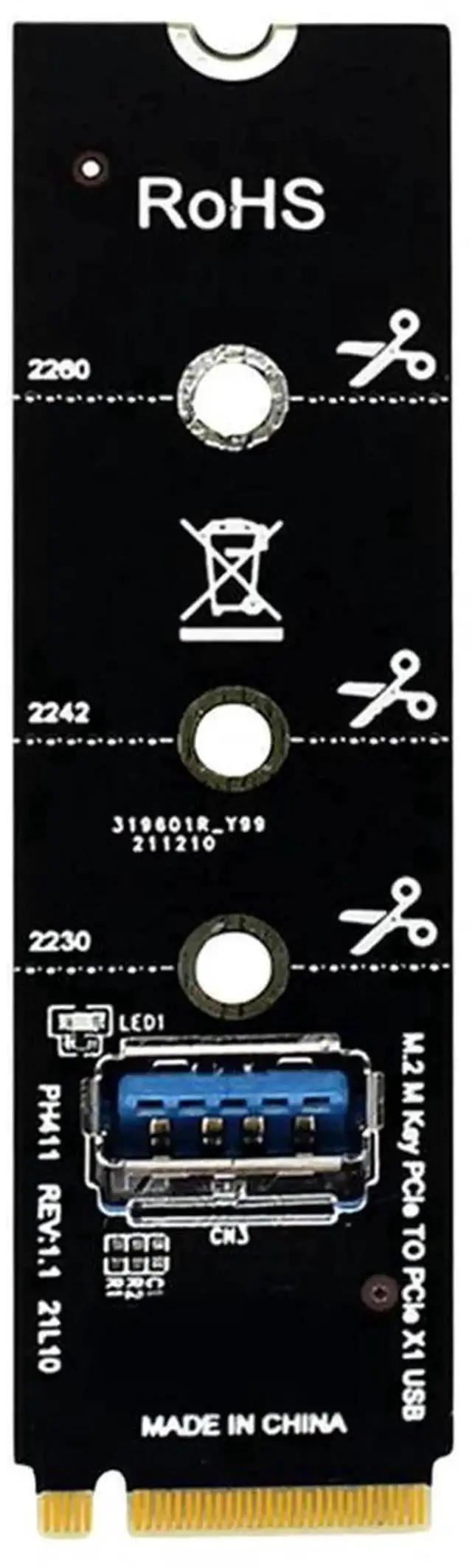 Main image of M.2 M-Key to PCIe X1 USB3.0 Riser Card M2 NGFF Graphic Card Extender Support 2230 2242 2260 2280
