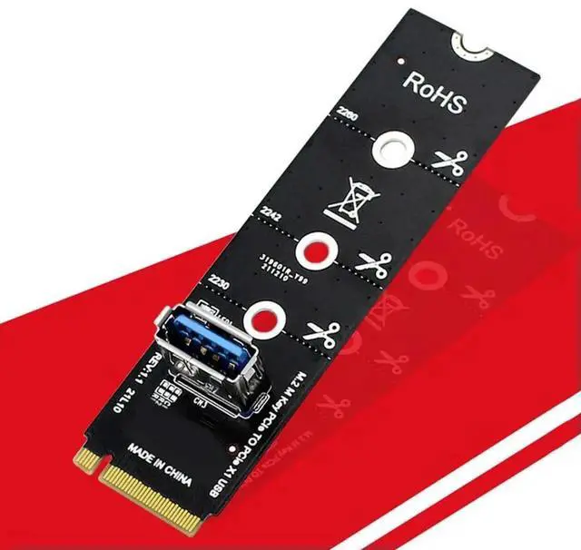 Alt view image 4 of 4 - M.2 M-Key to PCIe X1 USB3.0 Riser Card M2 NGFF Graphic Card Extender Support 2230 2242 2260 2280