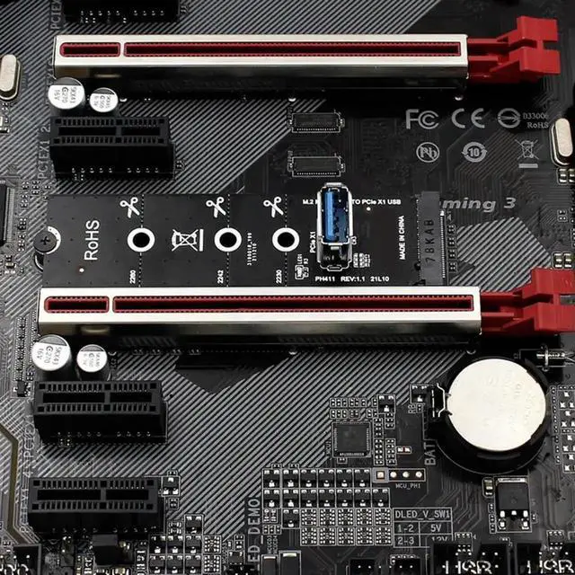 Alt view image 2 of 4 - M.2 M-Key to PCIe X1 USB3.0 Riser Card M2 NGFF Graphic Card Extender Support 2230 2242 2260 2280