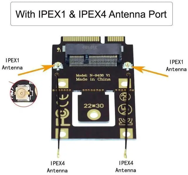 Alt view image 3 of 7 - M.2 NGFF Key A to Mini PCI-E Wireless Adapter Support Intel 7260/8265/9260 WiFi5 WiFi6 WiFi7 Module