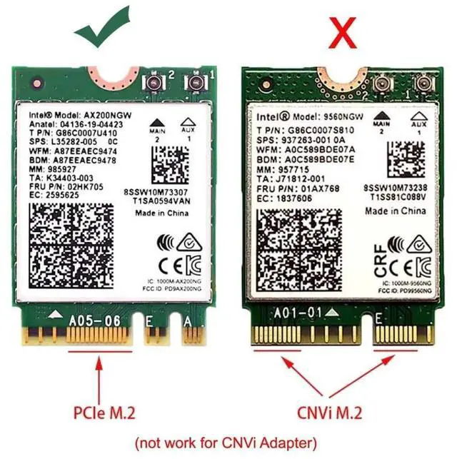 Alt view image 2 of 7 - M.2 NGFF Key A to Mini PCI-E Wireless Adapter Support Intel 7260/8265/9260 WiFi5 WiFi6 WiFi7 Module